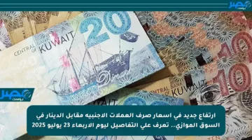 ارتفاع جديد في أسعار صرف العملات الأجنبية مقابل الدينار في السوق الموازي.. تعرف على التفاصيل ليوم الأربعاء 23 يوليو 2025